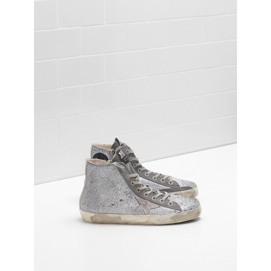 Men/Women Golden Goose francy in glitter coated calf leather sneaker