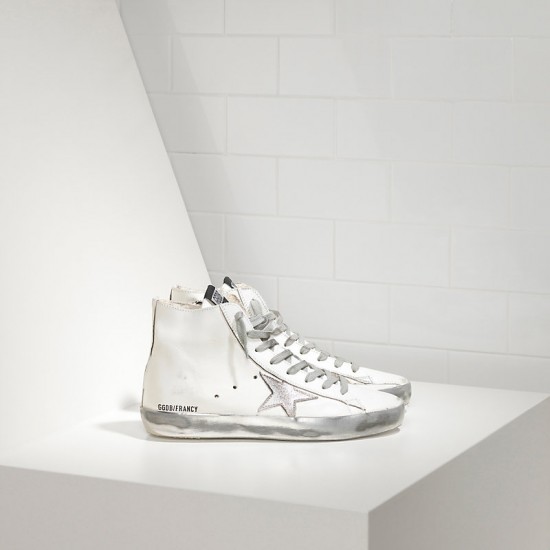 Men/Women Golden Goose francy sparkle white silver sneaker