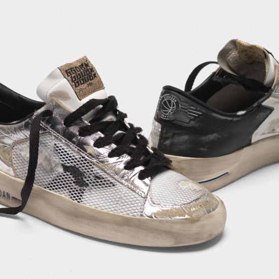 Men/Women Golden Goose stardan ltd laminated silver with floral design sneaker