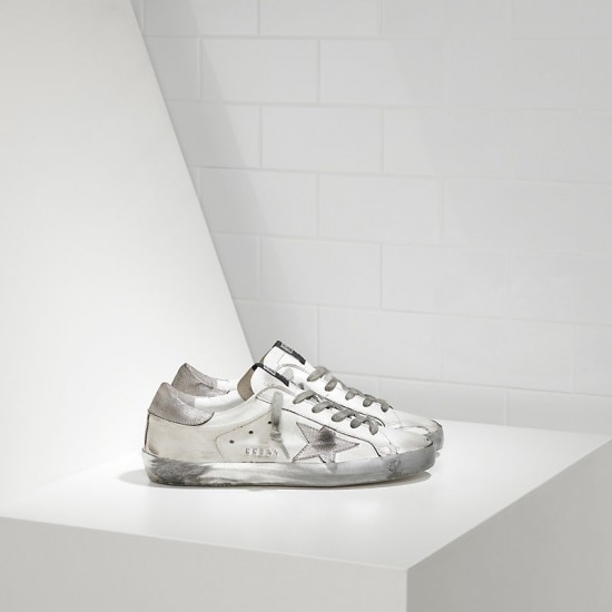 Men/Women Golden Goose superstar in Metal silver sneaker