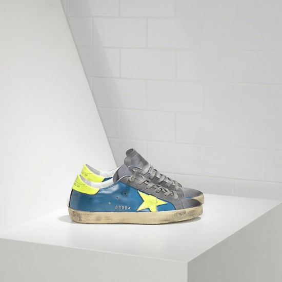 Men/Women Golden Goose superstar in fluo sky yellow fluo star sneaker