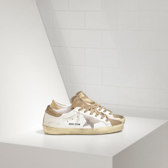 Men/Women Golden Goose superstar in gold white suede star sneaker