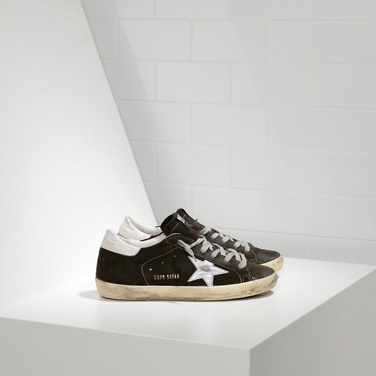 Men Golden Goose superstar in suede and leather star coffee sneaker