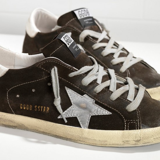 Men Golden Goose superstar in suede and leather star coffee sneaker