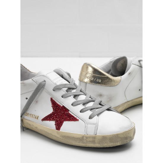 Men/Women Golden Goose superstar leather in red star white sneaker