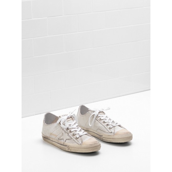 Men/Women Golden Goose v star 2 upper in crackle effect leather sneaker